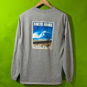 Matsumoto Shave Ice North Shore Hawaii Long Sleeve Shirt Gray Anvil Mens Large